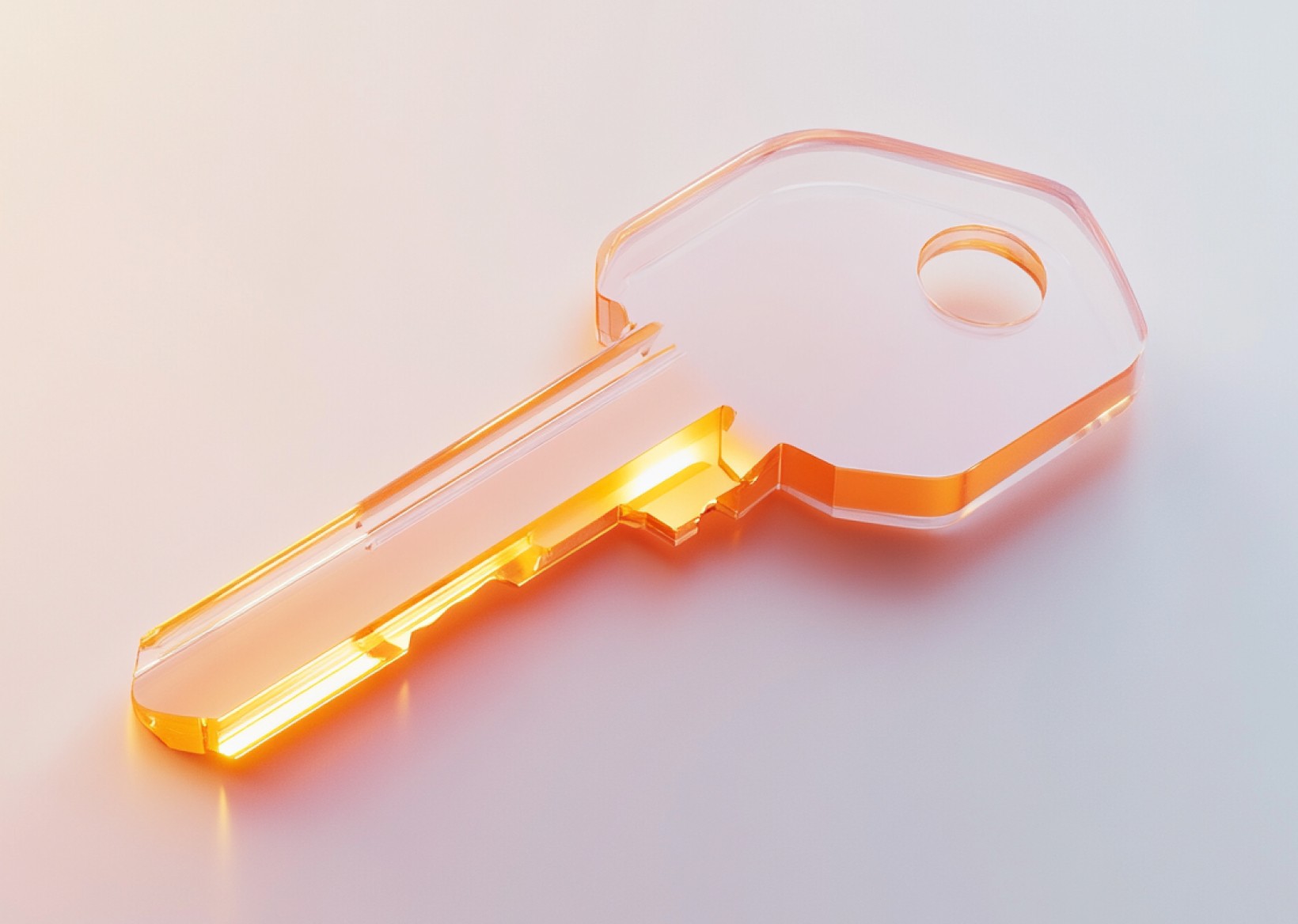 Key made of orange glass